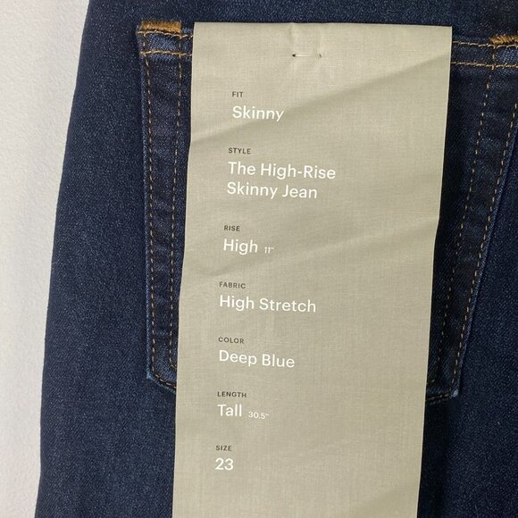 Everlane The High Rise Skinny Jeans Womens 23T 23 Tall Blue Dark Wash Stretch - Picture 7 of 12